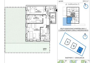 Rzut - Mieszkanie na sprzedaż 3 pokoje o powierzchni 65,81 m² - numer 5-7 w Jodłowicka 5