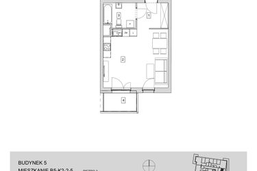 Rzut - Mieszkanie na sprzedaż 1 pokój o powierzchni 35,42 m² - numer B5-K2-2-5 w ATAL Strachowicka II