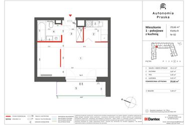Rzut - Mieszkanie na sprzedaż 1 pokój o powierzchni 29,66 m² - numer 82 w Autonomia Praska