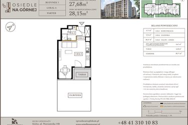 Rzut - Mieszkanie na sprzedaż 1 pokój o powierzchni 27,68 m² - numer M4 w Osiedle Na Górnej etap V