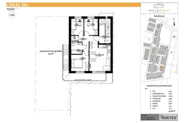 Rzut - Mieszkanie na sprzedaż 4 pokoje o powierzchni 54,26 m² - numer M2 w Villa Stoki (mieszkania)