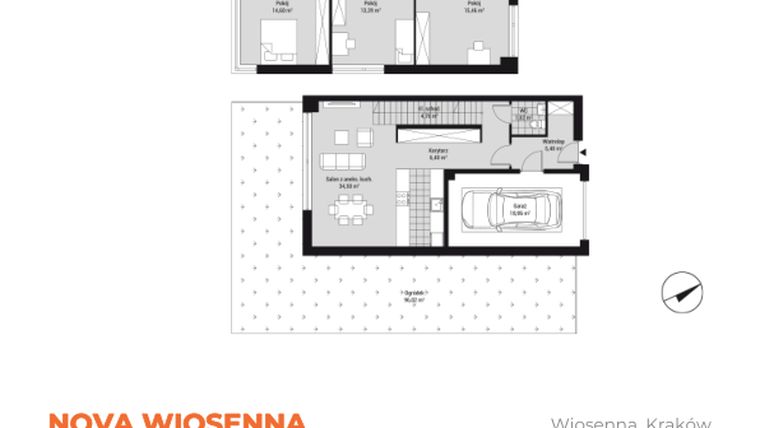 Rzut - Dom na sprzedaż 4 pokoje o powierzchni 124,66 m² - numer D5 - A w Nova Wiosenna