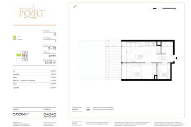 Rzut - Mieszkanie na sprzedaż 2 pokoje o powierzchni 42,08 m² - numer G_2 w Warmiński Port etap V
