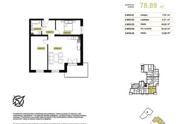 Rzut - Mieszkanie na sprzedaż 2 pokoje o powierzchni 37,95 m² - numer 2M35 w Stary Browar bud. 2