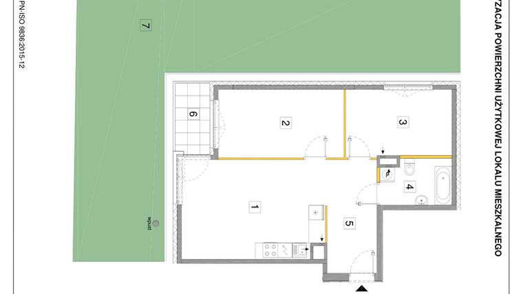 Rzut - Mieszkanie na sprzedaż 2 pokoje o powierzchni 65,79 m² - numer B.03 w Puenta