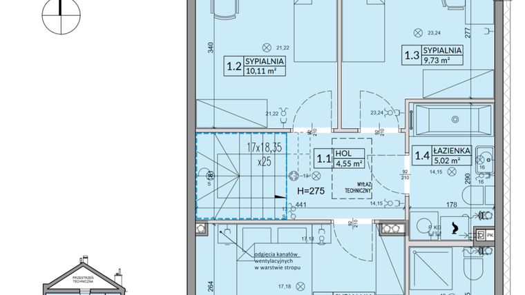 Rzut - Dom na sprzedaż 5 pokoi o powierzchni 94,5 m² - numer 174B w Arkady Walendów etap 3 i 4