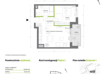 Rzut - Mieszkanie na sprzedaż 2 pokoje o powierzchni 50,04 m² - numer 1.01.M17 w Morska Vita
