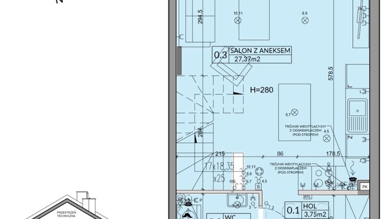 Rzut - Dom na sprzedaż 3 pokoje o powierzchni 72,53 m² - numer 9B w Nova Magdalenka 7