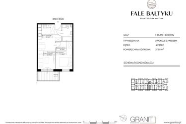 Rzut - Mieszkanie na sprzedaż 2 pokoje o powierzchni 37,55 m² - numer FBHH-M67 w Fale Bałtyku Hudson
