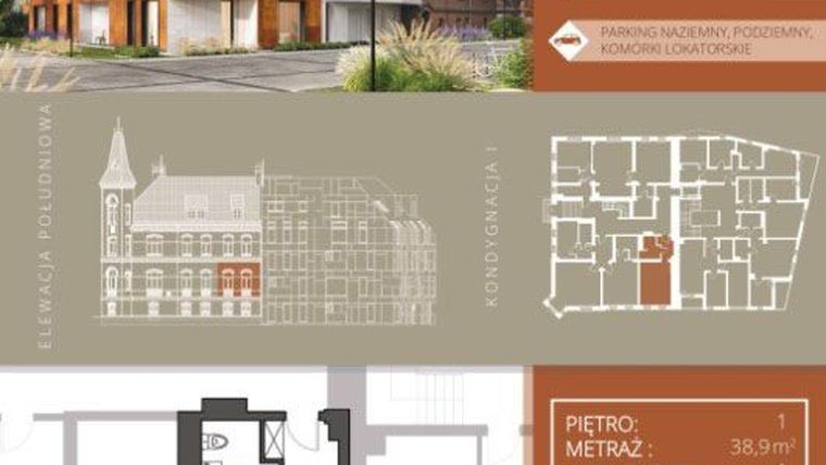 Rzut - Mieszkanie na sprzedaż 1 pokój o powierzchni 39,04 m² - numer A.1.2 w Browar Jedności