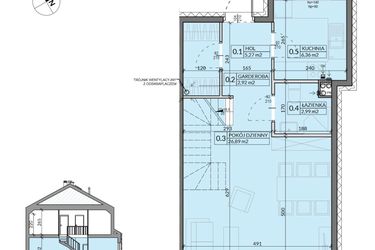Rzut - Dom na sprzedaż 4 pokoje o powierzchni 85,77 m² - numer 9 w Ahoj Pogórze