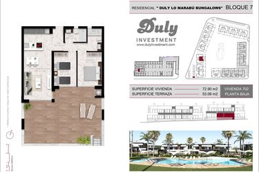 Rzut - Dom na sprzedaż 2 pokoje o powierzchni 72,2 m² - numer 702 w Lo Marabu Bungalows
