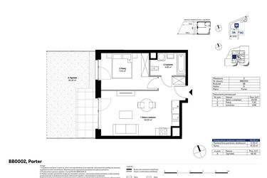 Rzut - Mieszkanie na sprzedaż 2 pokoje o powierzchni 40,32 m² - numer BB0002 w NU3 Warszawa Wola