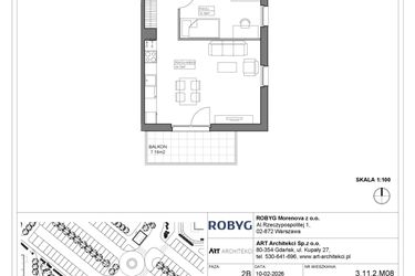 Rzut - Mieszkanie na sprzedaż 3 pokoje o powierzchni 58,85 m² - numer 3.11.2M08 w Szumilas bud. 3.11 - 3.15