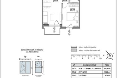 Rzut - Mieszkanie na sprzedaż 2 pokoje o powierzchni 39,12 m² - numer 10.B.22 w Nowe Południe bud. 10