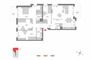 Rzut - Mieszkanie na sprzedaż 5 pokoi o powierzchni 128,23 m² - numer A2.2.1/2 w Atrium Oliva