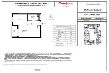 Rzut - Mieszkanie na sprzedaż 2 pokoje o powierzchni 39,96 m² - numer 87 w Modena I