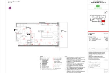Rzut - Mieszkanie na sprzedaż 1 pokój o powierzchni 31,27 m² - numer B.49 w Karolewska 60