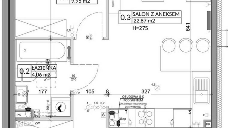 Rzut - Mieszkanie na sprzedaż 3 pokoje o powierzchni 57,39 m² - numer 88A w Osiedle Młodych etap VI