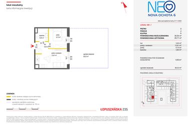 Rzut - Mieszkanie na sprzedaż 2 pokoje o powierzchni 30,43 m² - numer 2 w Neo Nova Ochota 6