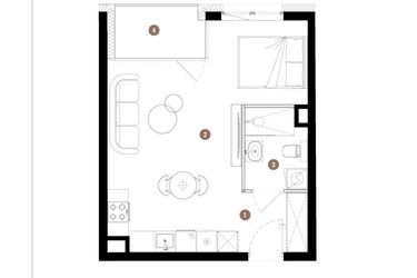 Rzut - Mieszkanie na sprzedaż 1 pokój o powierzchni 33,46 m² - numer C2.01.12 w Apartamenty Reytana