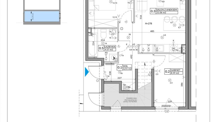 Rzut - Mieszkanie na sprzedaż 3 pokoje o powierzchni 53,49 m² - numer 65A w Domy na Witosa etap 2A i 2B