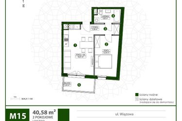 Rzut - Mieszkanie na sprzedaż 2 pokoje o powierzchni 40,58 m² - numer 15 w Moja Wiązowa