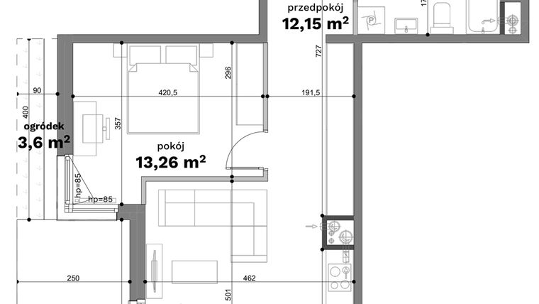 Rzut - Mieszkanie na sprzedaż 2 pokoje o powierzchni 53,24 m² - numer C1-6 w Forma Otwarta etap C