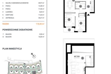 Rzut - Mieszkanie na sprzedaż 3 pokoje o powierzchni 118,4 m² - numer 12G.5 w Wille Miejskie Lekcyjna