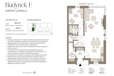 Rzut - Dom na sprzedaż 6 pokoi o powierzchni 194,4 m² - numer E w Słowackiego 5