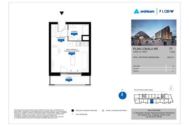 Rzut - Mieszkanie na sprzedaż 1 pokój o powierzchni 26,63 m² - numer 77 w Flow