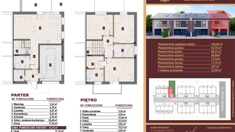 Rzut - Dom na sprzedaż 4 pokoje o powierzchni 129,96 m² - numer 20/1 w Dzielnica Hrabska etap V