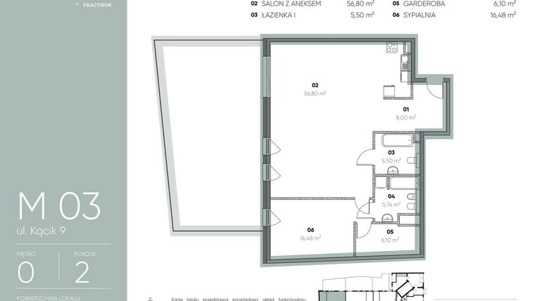Rzut - Mieszkanie na sprzedaż 2 pokoje o powierzchni 98,62 m² - numer M.3 w Ja\nas