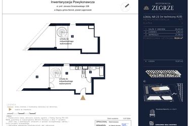 Rzut - Mieszkanie na sprzedaż 1 pokój o powierzchni 56,64 m² - numer A19 w Rezydencja Zegrze etap II
