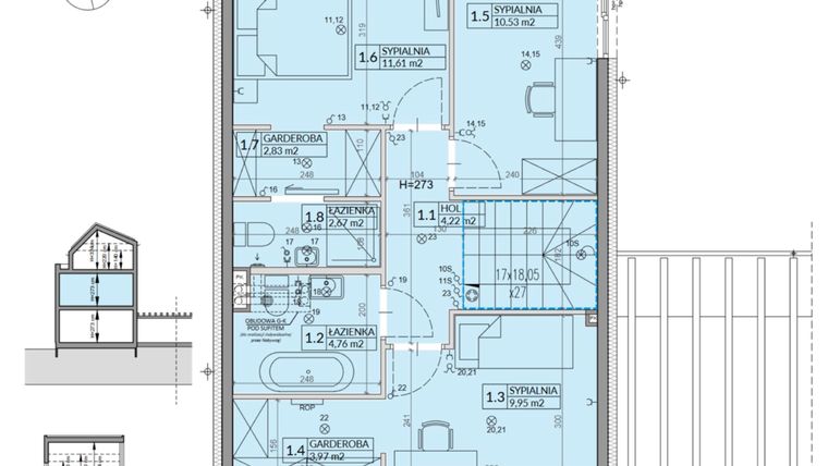 Rzut - Dom na sprzedaż 6 pokoi o powierzchni 140,89 m² - numer 12A w Wille przy Lesie etap III