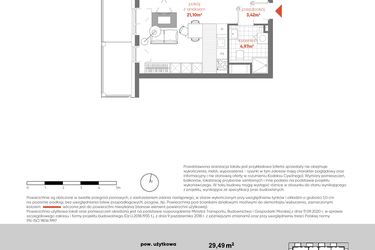 Rzut - Mieszkanie na sprzedaż 1 pokój o powierzchni 29,49 m² - numer F.01.06 w Pierwsza Dzielnica - etap III