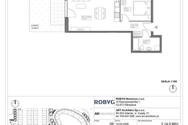 Rzut - Mieszkanie na sprzedaż 2 pokoje o powierzchni 43,25 m² - numer 3.14.0M01 w Szumilas bud. 3.11 - 3.15