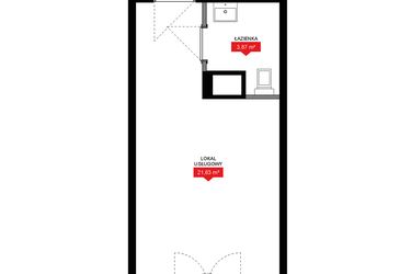 Rzut - Mieszkanie na sprzedaż 1 pokój o powierzchni 25,53 m² - numer A2 311LU w 29L - Apartamenty inwestycyjne