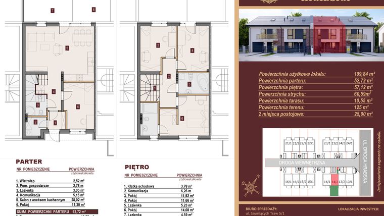 Rzut - Dom na sprzedaż 4 pokoje o powierzchni 109,84 m² - numer 14/2 w Dzielnica Hrabska etap IV