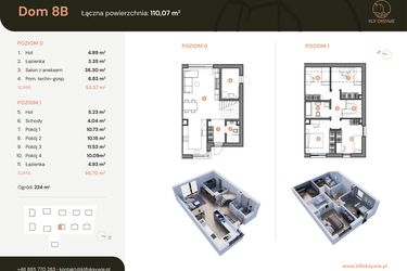 Rzut - Dom na sprzedaż 5 pokoi o powierzchni 110,08 m² - numer 8b w Klif Oksywie