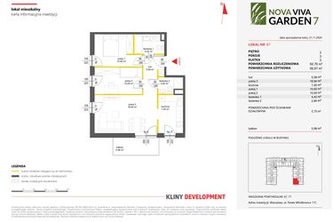 Rzut - Mieszkanie na sprzedaż 3 pokoje o powierzchni 59,97 m² - numer 87 w Nova Viva Garden 7
