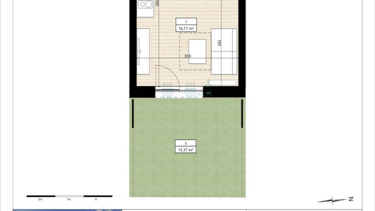 Rzut - Mieszkanie na sprzedaż 1 pokój o powierzchni 20 m² - numer B4/0/10 w MONTANO lokale inwestycyjne