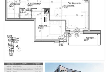 Rzut - Mieszkanie na sprzedaż 2 pokoje o powierzchni 53,9 m² - numer 35 w Aleja