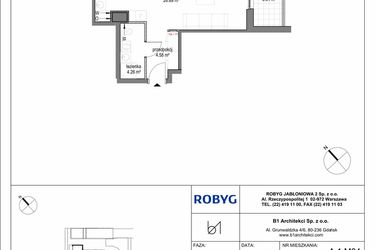 Rzut - Mieszkanie na sprzedaż 1 pokój o powierzchni 35,73 m² - numer A.1M04 w Kobieli 4