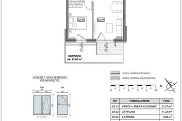 Rzut - Mieszkanie na sprzedaż 2 pokoje o powierzchni 40,07 m² - numer 10.A.03 w Nowe Południe bud. 10