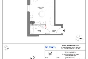 Rzut - Mieszkanie na sprzedaż 1 pokój o powierzchni 30,13 m² - numer A.1M04 w Leszczyńskich 2
