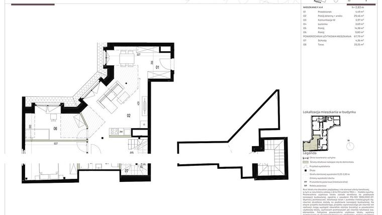 Rzut - Mieszkanie na sprzedaż 3 pokoje o powierzchni 66,19 m² - numer F.4.4 w Nowa Stawowa