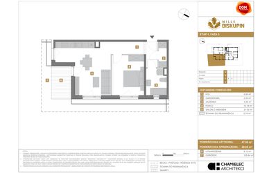 Rzut - Mieszkanie na sprzedaż 2 pokoje o powierzchni 48,28 m² - numer Q2 w Wille Biskupin III