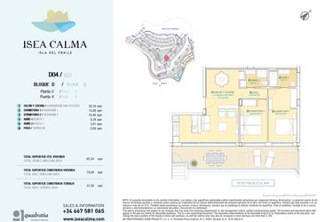 Rzut - Mieszkanie na sprzedaż 2 pokoje o powierzchni 79 m² - numer CAV-MS-5124 w Isea Calma - Aguilas