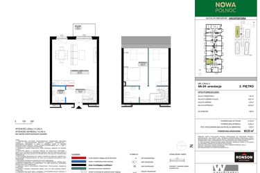 Rzut - Mieszkanie na sprzedaż 3 pokoje o powierzchni 41,32 m² - numer 4A_24 w Nowa Północ etap 2